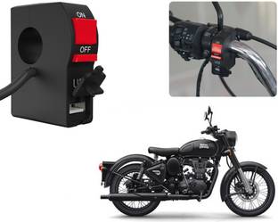 Selifaur S7C68 - Bike Headlight On/Off Switch Button Signal Light Switch with USB Charging Port Applicable Royal Enfield Classic Stealth Black 2 A Bike Mobile Charger