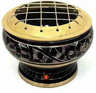 TORPPEZA Black Handcrafted Charcoal Incense Burner Sambrani Dhoop Holder 30Ml Capacity Brass Incense Holder