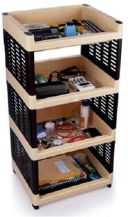 AK HUB Utensil Kitchen Rack Plastic Multipurpose Use Viva 4 Compartments Plastic Rack for Office, Kitchen and General Use Plastic Wall Shelf ( Brown )
