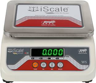 iScale i-04 weighting capacity 20kg x 1 g accuracy, Electronic Weighing Scale with Front and Back Green double Display, Small Stainless steel pan size 7x9 inches for kirana shop and Grocery general stores and for all weight measuring purpose Weighing Scale
