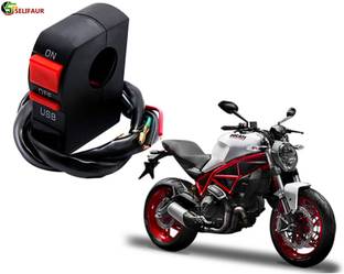 Selifaur S7C17 - Bike Headlight On/Off Switch Button Signal Light Switch with USB Charging Port Applicable Ducati Monster 797 2 A Bike Mobile Charger