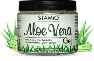 STAMIO Pure Aloe Vera Gel for All Skin & Hair Types, Multipurpose Beauty Gel, No Added Artificial Fragrance/Color