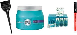 N9 NAUGHTY9 Lipstick & Dye brush with With Professional Care Shampoo & Hair Spa Purifying Concentrate For Anti Dandruff, 8 ml (Set of 6 Ampules) Pack of 4