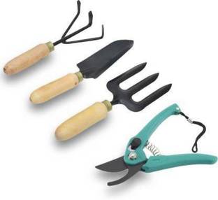 AGT 4 Pcs Gardening Tool Kit Fork, Cultivator, Small Shovel and Pruner Garden Tool Kit