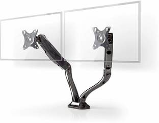 Gadget Wagon Dual Monitor Desk Mount Stand | Full motion computer monitor arm | Holder for 10 to 32 inch LCD computer screen (Black) Desk Mount Monitor Arm