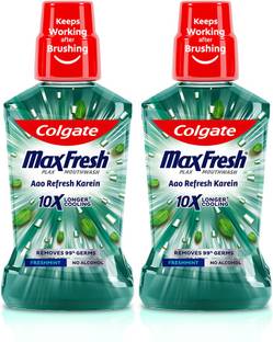 Colgate Maxfresh Plax Antibacterial Mouthwash, 24/7 Fresh Breath - Freshmint