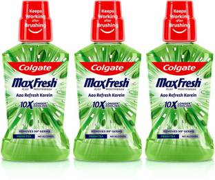 Colgate Maxfresh Plax Antibacterial Mouthwash,24/7 Fresh Breath with Natural Tea Extract - Fresh Tea