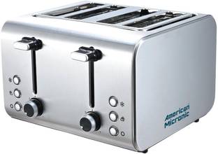 American Micronic AMI-TSS2-150Dx Automatic 4 Slice Stainless Steel 2 In 1 1600 W Pop Up Toaster