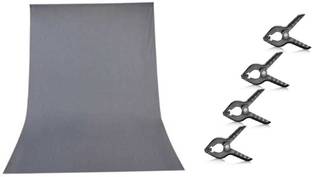BOOSTY 8 x 12 FT Grey Backdrop Photo Light Studio Photography Background with CARRY BAG + 4pcs Backdrop Support Spring Clamp Reflector