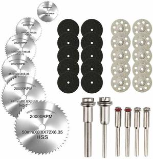 Dedso 32 pcs Set Cutting Discs for Rotary Tool, Diamond Metal Wood Cutting Wheels for Dremel, HSS Circular Saw Blades 6pcs with 1/8" Shank, Resin Cutting Discs 10pcs, 545 Diamond Cutting Wheels 10pcs Rotary Bit Set