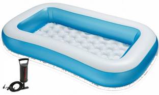TUSHIKA INFLATABLE 6FT RECTANGLE SWIM POOL BATH TUB WITH PUMP FOR KIDS AND BABIES