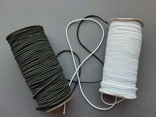 KnottyCord Elastic Thread and Cord White, Black Elastic