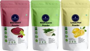 VEDICINE 0100% Natural & Pure Beetroot Powder and Lemon Peel and Neem Leaf Powder for Face Pack And Hair Pack
