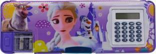 TITIRANGI Multipurpose Pencil Box with Calculator & Dual Sharpener -Frozen Print Art Plastic Pencil Box Random Section of Design and Color. cartoon Printed Art Plastic Pencil Box