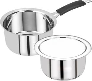 BERGNER Essential Stainless Steel 16 cm Cookware Set - SaucePan, Tope with Lid 1.6 L, 1.8 L capacity 16 cm, 19 cm diameter
