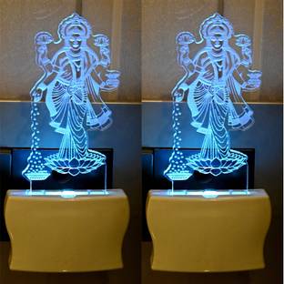 AFAST Goddess Of Wealth Maa Laxmi 3D Illusion LED Plug & Play _FG119 Night Lamp