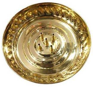 eCraftOdisha brass incense holder ash catcher agarbatti/dhoop stick/ dhoop batti stand with 5 holes stand (13x13 cms) Brass Incense Holder