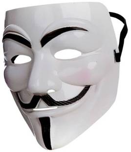 salvusappsolutions Premium White Plastic V for Vendetta Comic Anonymous Guy Fawkes Face Mask For Men & Women Party Mask