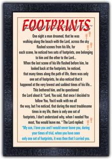 pnf 657-MOTIVATIONAL QUOTES footprints with Wooden Synthetic Frame Digital Reprint 19 inch x 13.5 inch Painting
