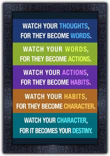 pnf 520-MOTIVATIONAL QUOTES watch your thoughts with Wooden Synthetic Frame Digital Reprint 19 inch x 13.5 inch Painting