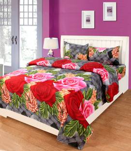 kajims 160 TC Microfiber Double Floral Flat Bedsheet