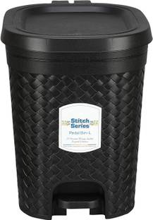 Randal Stitch Pedal Waste Bin Modern Design Trash Can Plastic Dustbin _ 15 L ( Black ) Plastic Dustbin