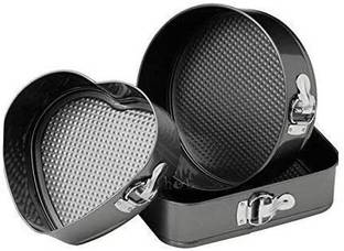 MF STORE Cake Baking tins/pan/Trays Moulds with Removable Base Can be Used Microwave Oven (Set of 3) Kitchen Tool Set