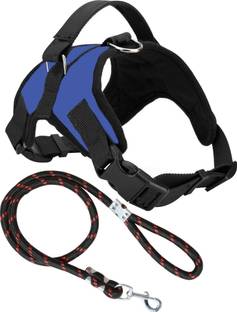 SAWAY Saway Export Quality Dog BLUE NECK & CHEST STRIP HARNESS SMALL BLACK ROPE Dog Training Harness