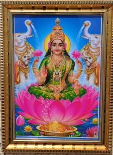 SAI BALAJI ACRALICS Lakshmi Digital Reprint 8 inch x 6 inch Painting