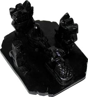 Crafting Bear Black Marble Shivling with Shiv Parivar and Nandi Statue Decorative Showpiece  -  6 cm