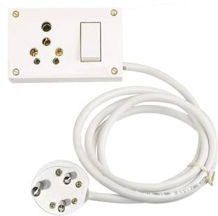 Hiru Power Extension Switch Board for Heavy Appliances with 16 AMP Socket, Extension Cord (1.5 mm x 2 core), & 15 AMP 3 Pin Plug Top – 3 Mtr Long Wire (White Wire) 1  Socket Extension Boards