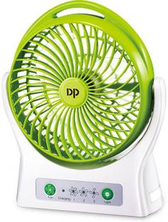 Dp 7605 ABS USB Personal Battery Operated Desk Fan, 4000mAh Rechargeable Battery (Included), 3 Speeds, 330 Degree Rotation, Ultra Quiet Cooling Table Fan with Night Light for Home and Office 88 mm 3 Blade Table Fan