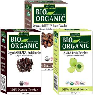 Indus Valley BIO Organic Herbal Amla + Shikakai + Reetha Powder- Combo Pack of 3-in-1
