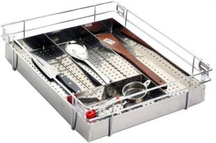 SMART SLIDE Cutlery Kitchen Rack Steel 19 x 20 x 4 Inch Cutlery tray for Kitchen Drawer / Cosmetic Stationary Storage Organizer / Cutlery Organizer Basket for Modular Kitchen / Kitchen Trolley / Kitchen Stand