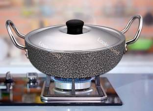 LooksGood premium range of aluminium kadhai Kadhai 27 cm diameter with Lid 3.5 L capacity
