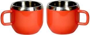 Dynore Pack of 2 Stainless Steel Color double wall Apple cups