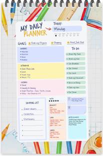 ESCAPER Back To School Theme Daily Planner Diary (A5 Size - 8.5"L x 5.5"W - 80 Days Plan) | Daily Planner for Students | Daily Planner Notepad A5 Planner/Organizer Ruled 80 Pages