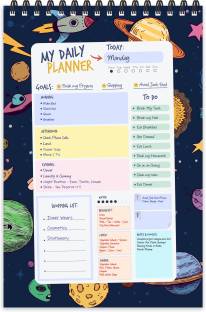 ESCAPER Space Theme Daily Planner Diary (A5 Size - 8.5"L x 5.5"W - 80 Days Plan) | Daily Planner for Students | Daily Planner Notepad A5 Planner/Organizer Ruled 80 Pages