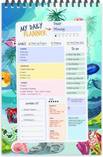 ESCAPER Sea Life Theme Daily Planner Diary (A5 Size - 8.5"L x 5.5"W - 80 Days Plan) | Daily Planner for Students | Daily Planner Notepad A5 Planner/Organizer Ruled 80 Pages