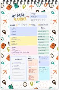 ESCAPER Travel Theme Daily Planner Diary (A5 Size - 8.5"L x 5.5"W - 80 Days Plan) | Daily Planner for Students | Travel Planner Notepad A5 Planner/Organizer Ruled 80 Pages