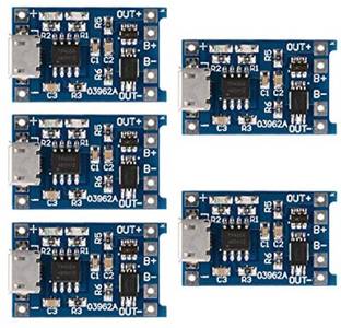 TCS 5PCS 5V 1A Micro USB 18650 Lithium Battery Charging Board Charger Module+Protection Dual Functions TP4056 Power Supply Electronic Hobby Kit