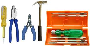 Qualigen Hand tool kit Hand hammer Plier 6pc Screwdriver set Wire cutter Tester Hand Tool Kit