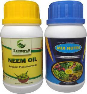 फार्मक्राफ्ट Organic coldpressed Neem oil 250ml + mix micronutrient 250 ml मिट्टी की खाद
