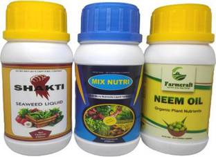FarmCraft Organic neem oil 250ml+ mix micronutrient 250ml + organic seaweed 250 ml Fertilizer, Potting Mixture, Manure
