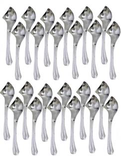 Dynore Set of 24 classic side cut dessert spoons Stainless Steel Ice-cream Spoon Set