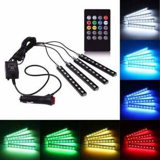 Getsocio ASPL-03 Atmosphere Lights Car LED Strip Light 4pcs 48 LED DC 12V Multicolor Music Car Interior Light LED Under Dash Lighting Kit with Sound Active Function and Wireless Remote Control Car Fancy Lights