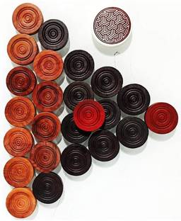 AGGARWAL Wooden 24 Carrom Coins goti with 1 Powder & 1 Striker Carrom Pawns