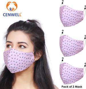 CENWELL 100% Cotton Protective Fashionable Fabric N95 Face Mask for Women & Girls PINK MASK Water Resistant, Reusable, Washable Cloth Mask With Melt Blown Fabric Layer