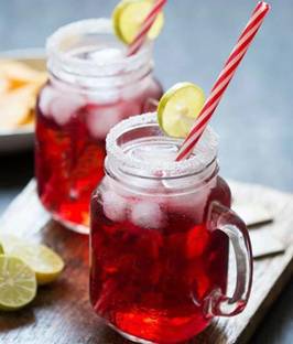 SUKROOT Glass Mason Jar With Metal Lid And Reusable Straw For Drinks, Beverages Glass Air tight Frosty Jar with Handle Mason mug Jars set with Lid and Straw (Random Color, Clear, 500 ml) (2) Glass Mason Jar