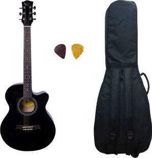 swan7 40C Maven Series Spruce Wood Black Glossy Acoustic Guitar With Bag and Picks Acoustic Guitar Bronze, Steel Rosewood Right Hand Orientation